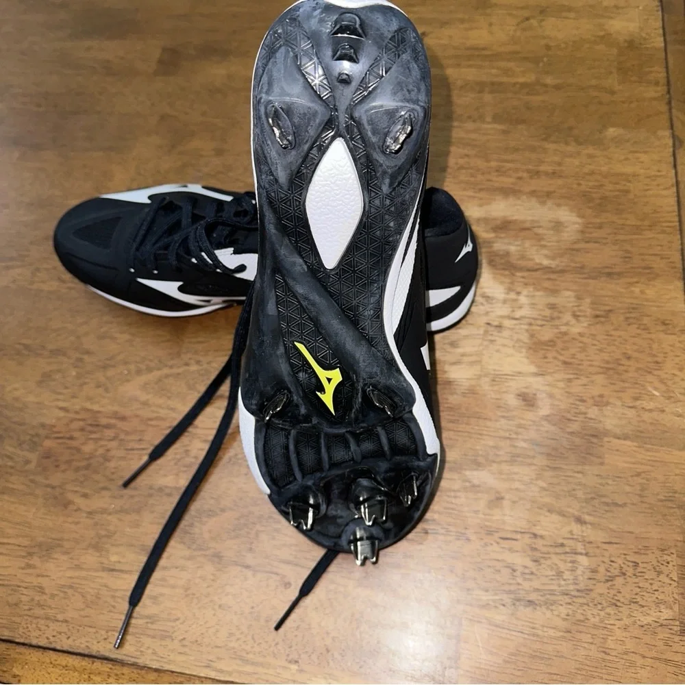 Mizuno Baseball Cleats Mens 11.5 Black Excellent Metal Spikes 11GM158190 - Picture 6 of 10